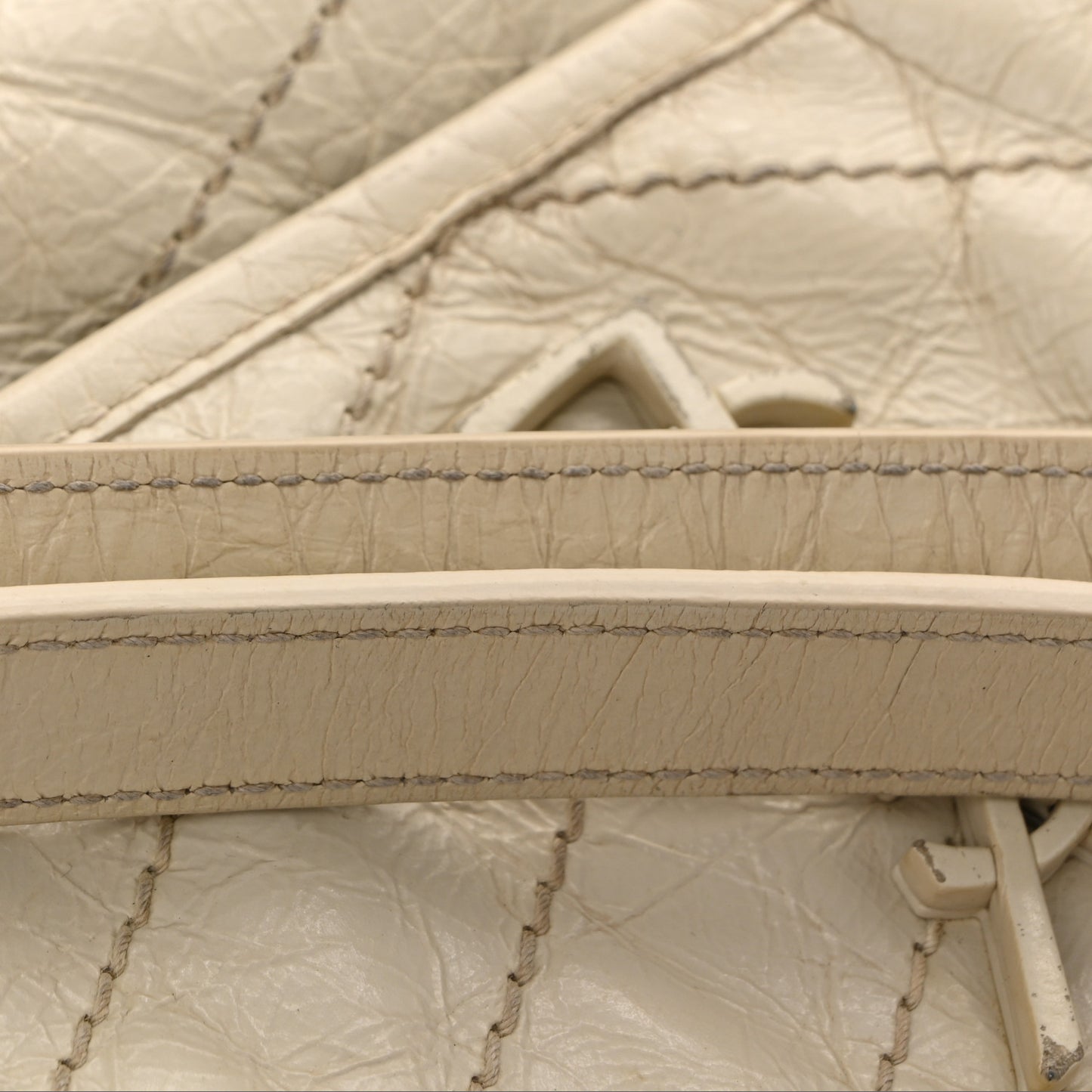 Crinkled Calfskin Matelasse Monogram Baby Niki Chain Satchel White