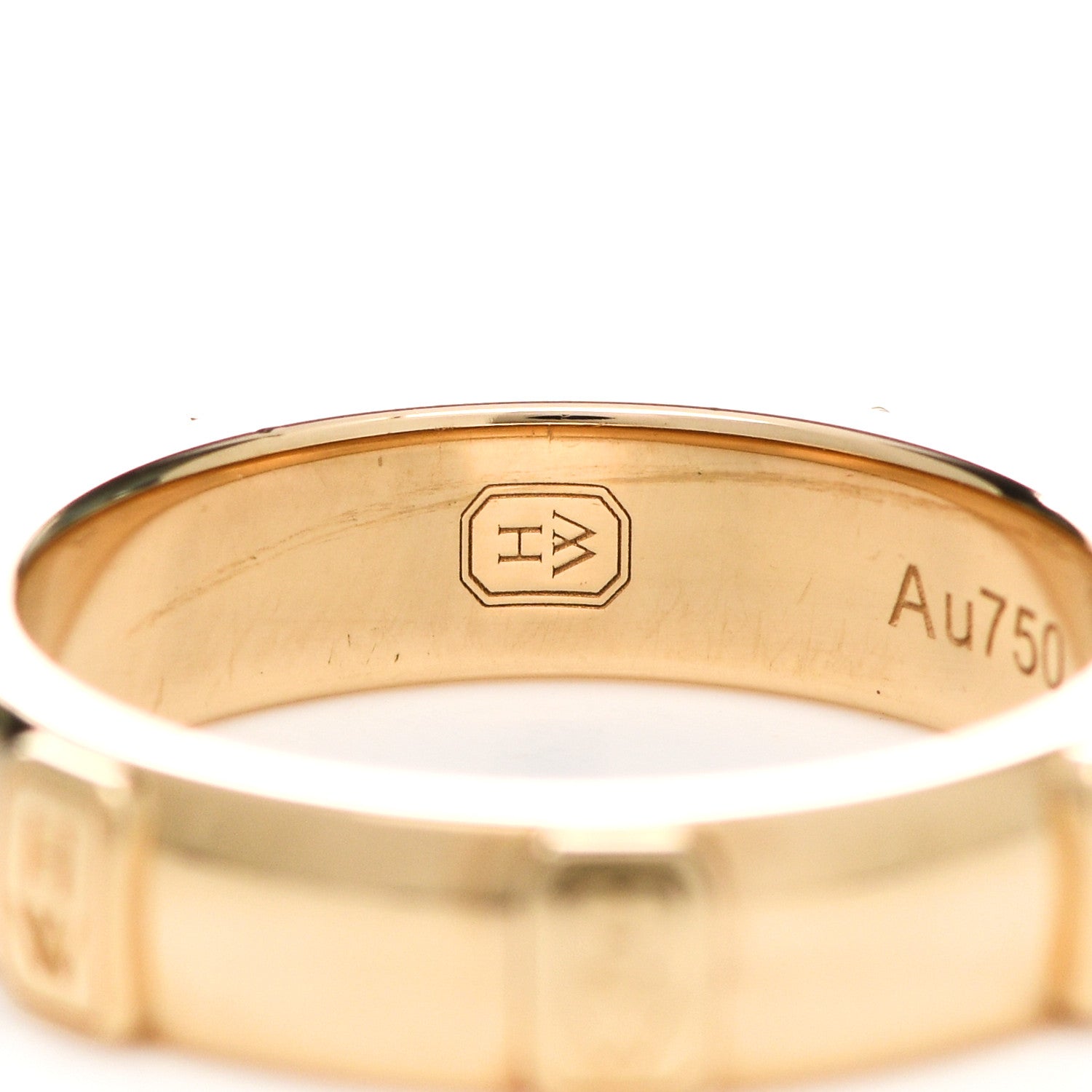 Harry Winston 18K Yellow Gold Diamond HW Logo Single Diamond Band Ring 50 5.5 4 of 7