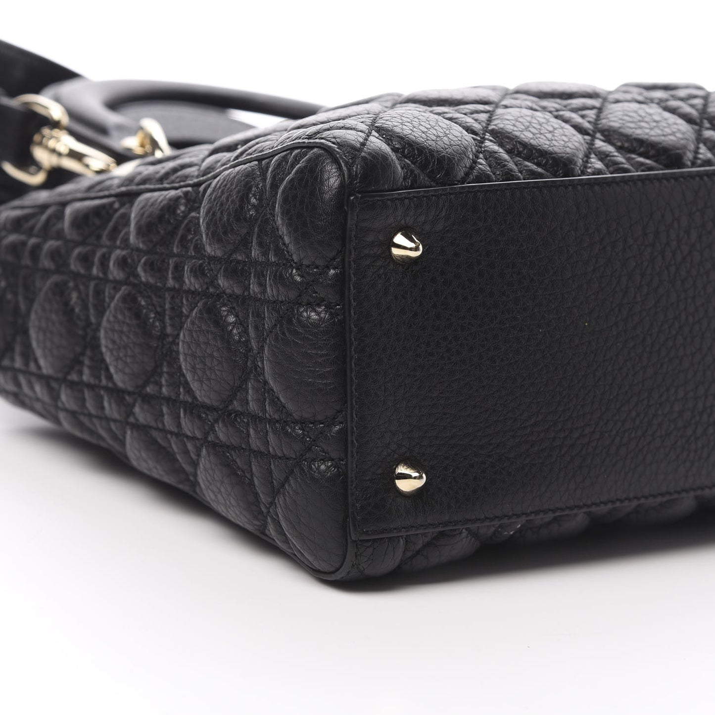 Grained Calfskin Cannage Medium Supple Lady Dior Black