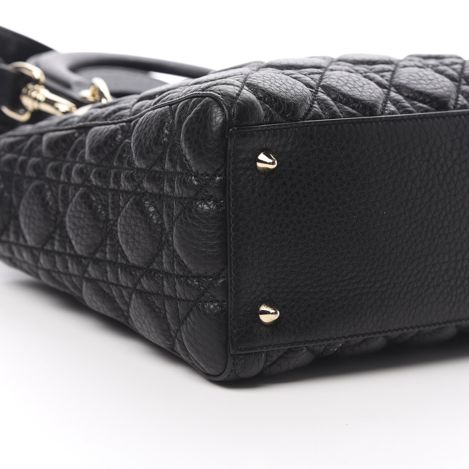 Christian Dior Grained Calfskin Cannage Medium Supple Lady Dior Black 9 of 13