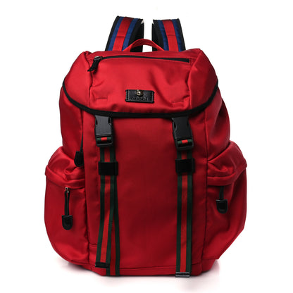 Gucci Techno Canvas Web Double Buckle Backpack Red 1 of 9