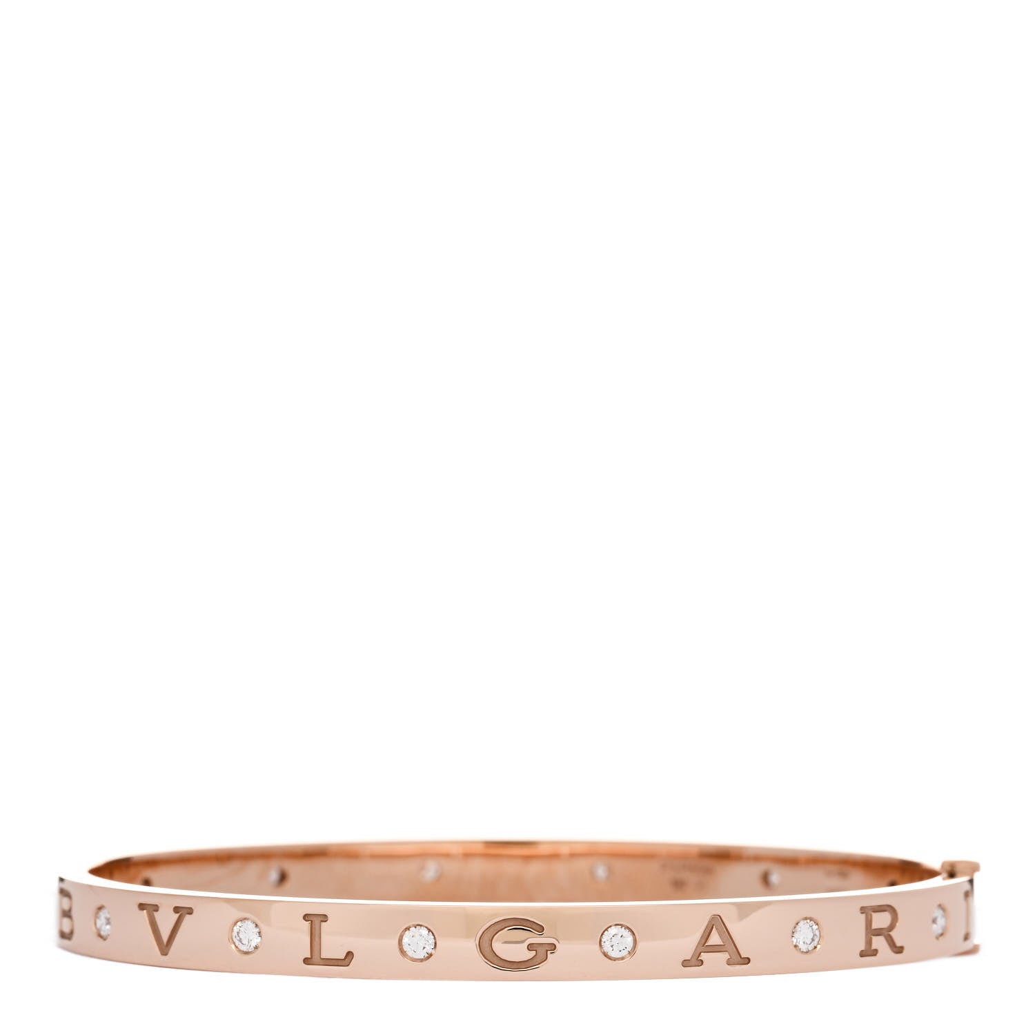 Bulgari 18K Rose Gold 12 Diamond B.Zero1 Essential Bangle Bracelet M 1 of 4