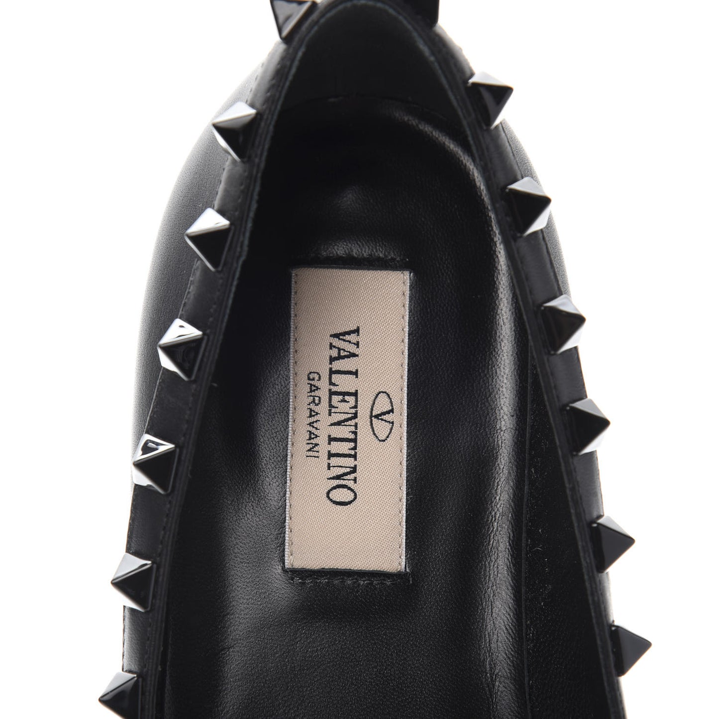 Calfskin Lacquered Monochrome Rockstud Ballerina Flats 37 Black