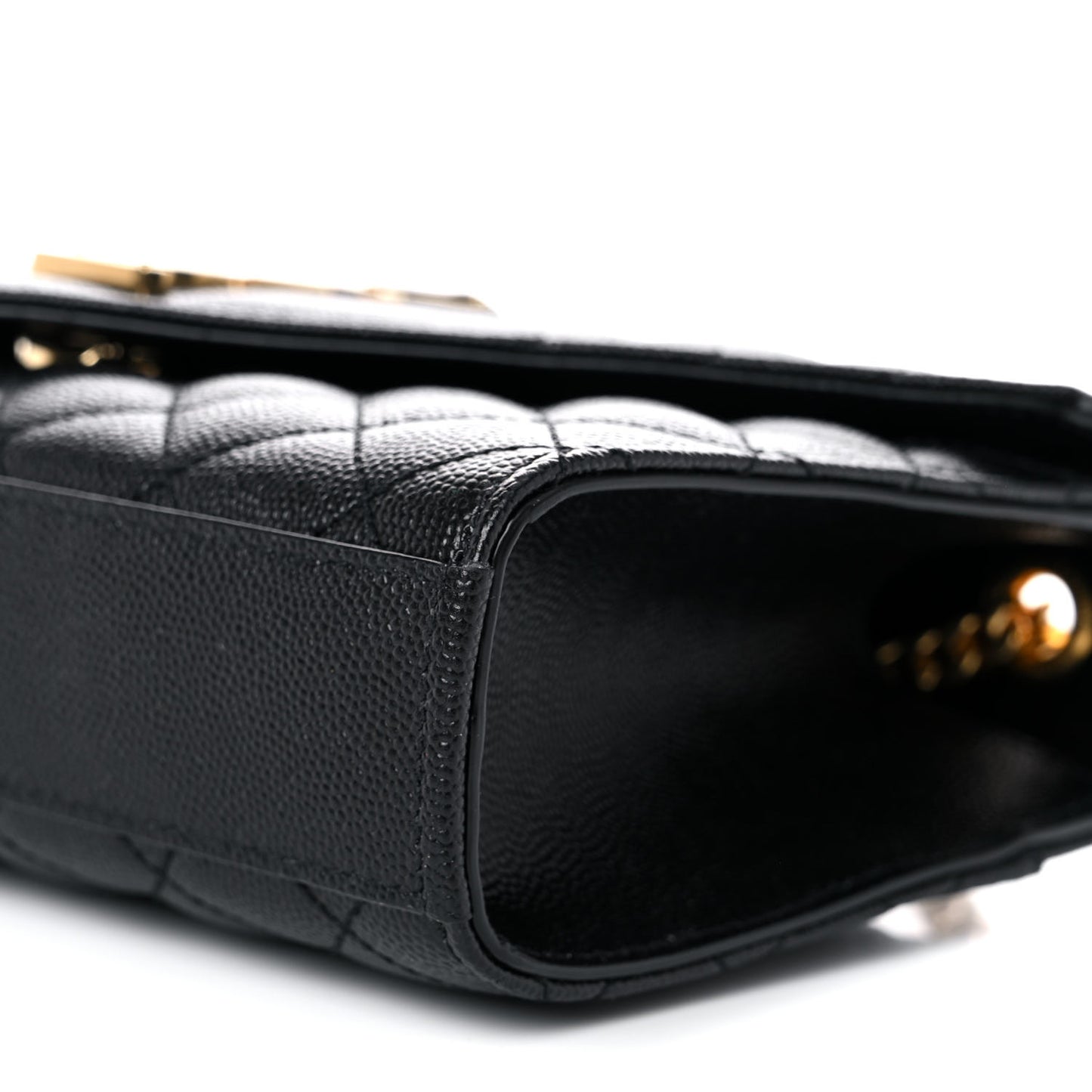 Grain De Poudre Textured Mixed Matelasse Triquilt Small Monogram Satchel Black
