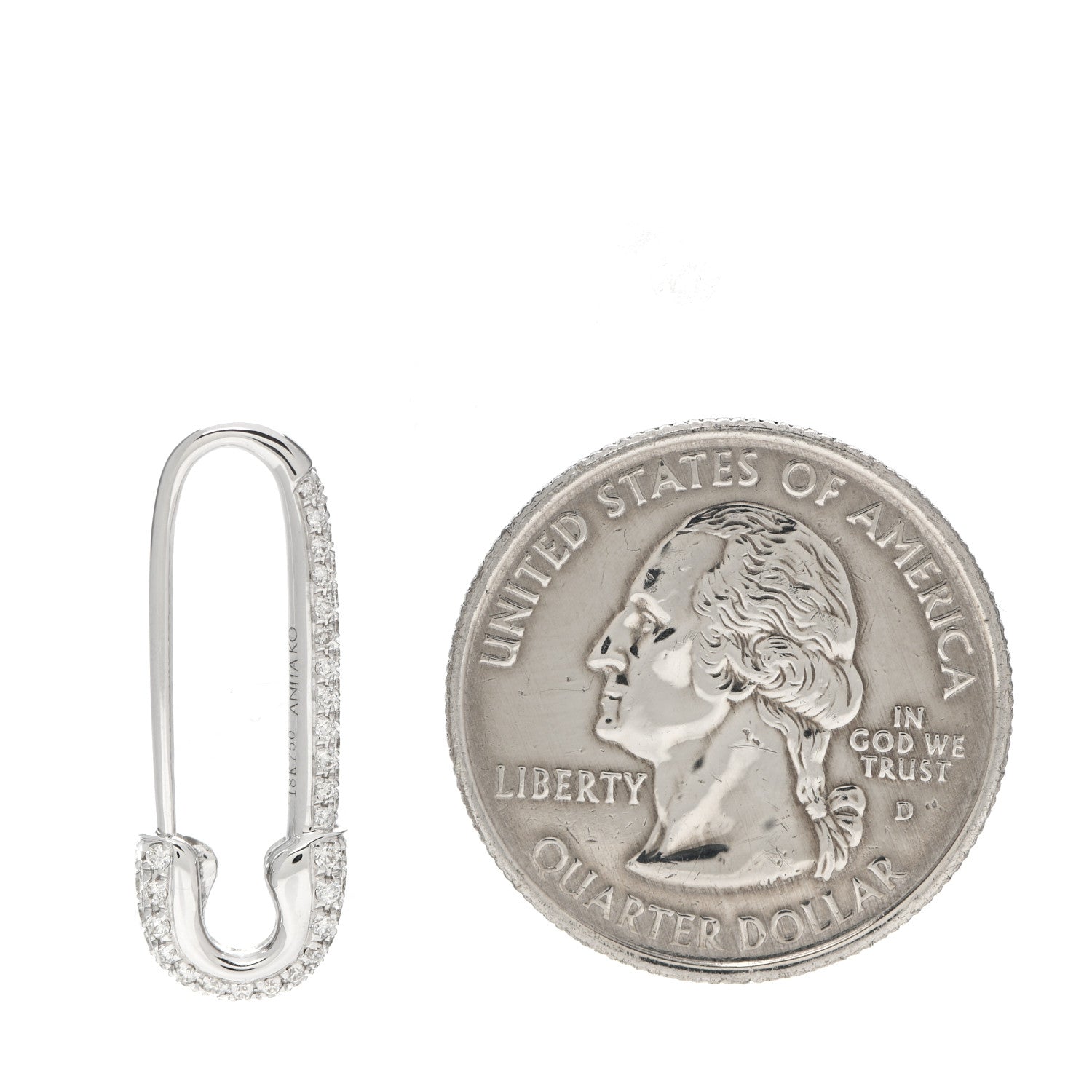 Anita Ko 18K White Gold Diamond Safety Pin Earring 2 of 4