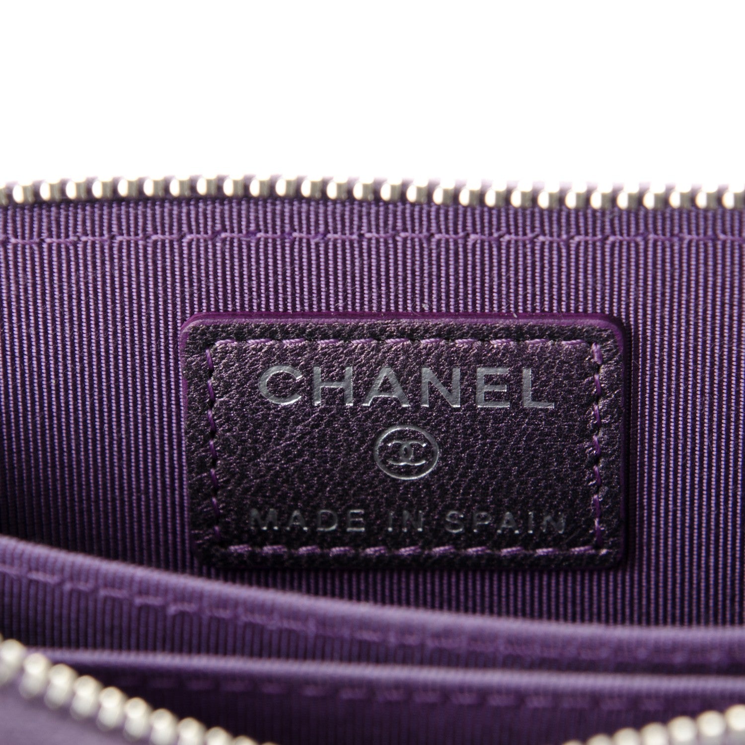 Chanel Metallic Lambskin Quilted Zip Around Coin Purse Wallet Purple 6 of 7