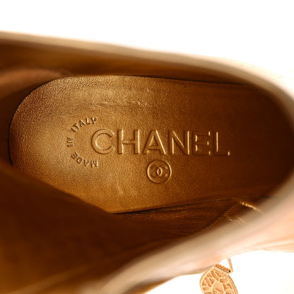Chanel Calfskin Crocodile Embossed Cap Toe Ankle Boots 40 Gold 7 of 12