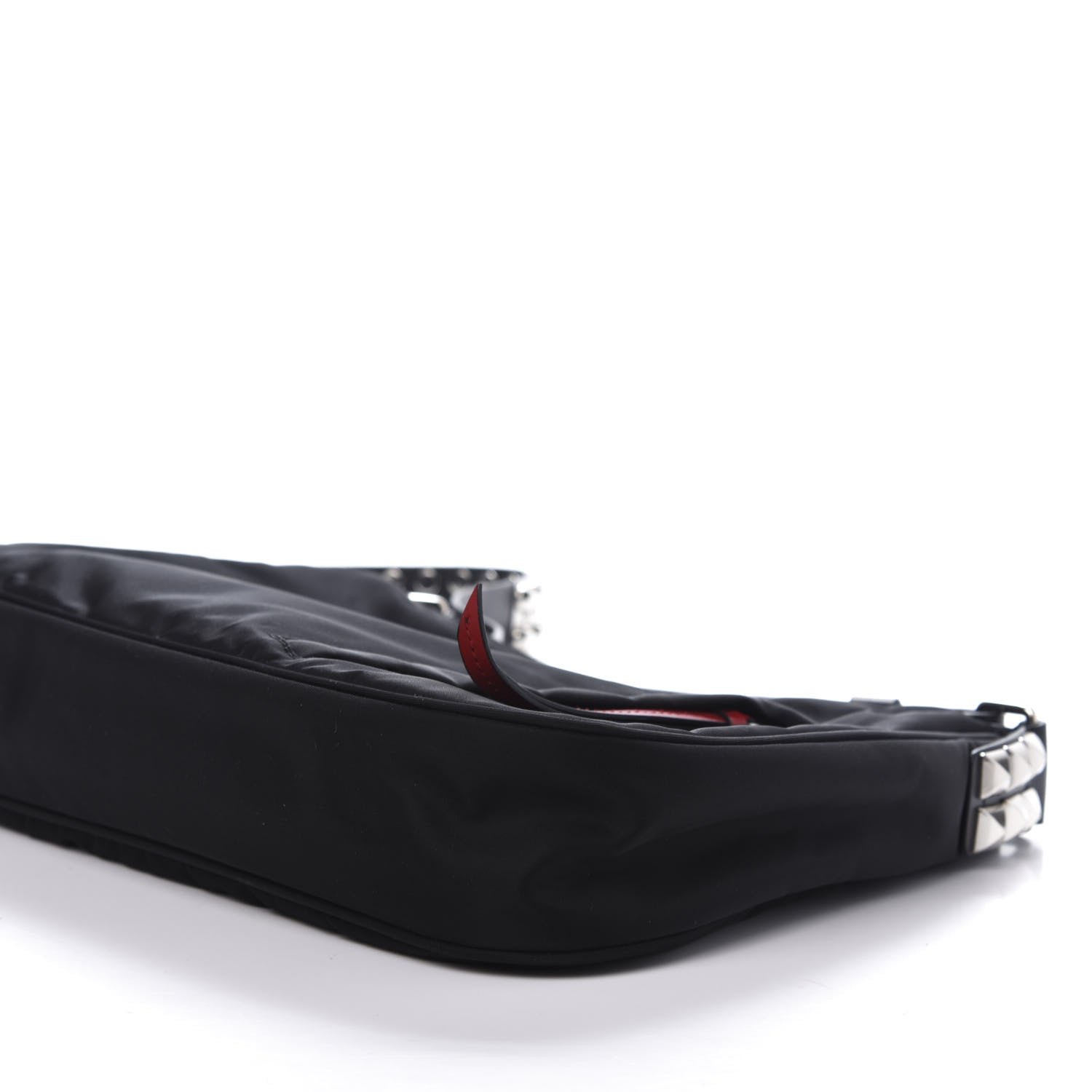 Prada Tessuto Nylon Studded New Vela Hobo Black Fuoco 7 of 12