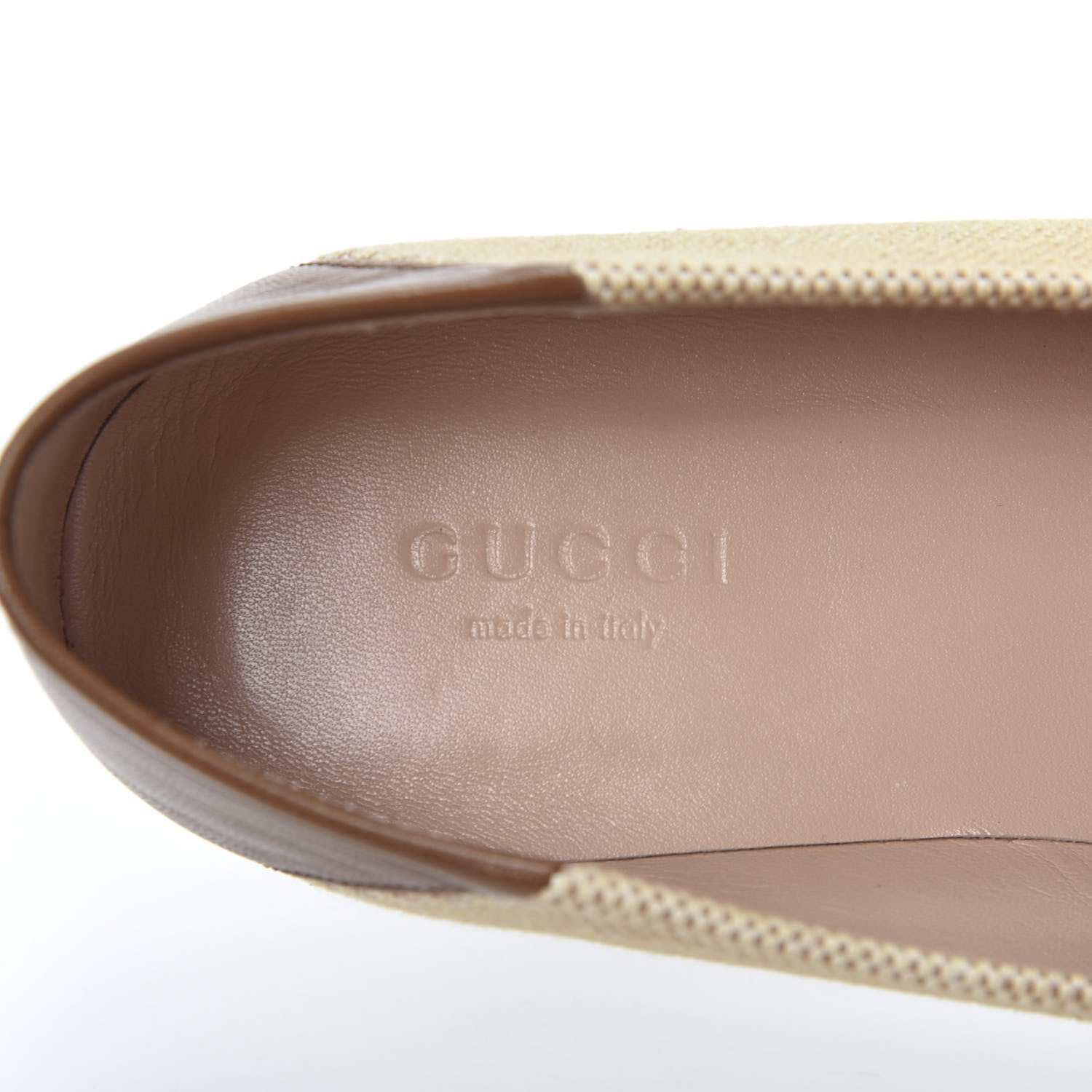 Gucci Canvas Malaga Kid Web Womens Horsebit Brixton Loafers 36 Sand Light Cuir 7 of 10