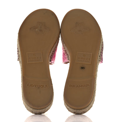 Gucci Metallic Nappa Matelasse GG Marmont Espadrille Slide Sandals 38.5 Rosa 6 of 8