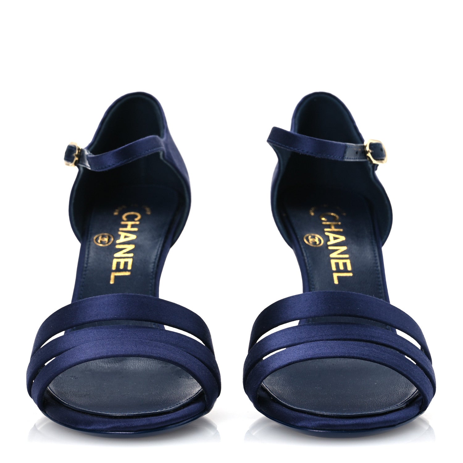 Chanel Satin Pearl Sandals 36 Dark Blue 3 of 11