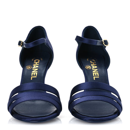 Chanel Satin Pearl Sandals 36 Dark Blue 3 of 11
