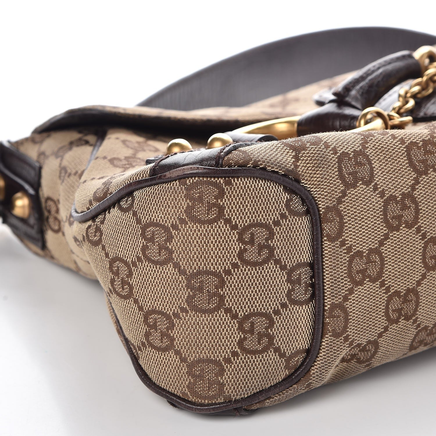 Gucci Monogram Horsebit Chain Flap Shoulder Bag Brown 11 of 12