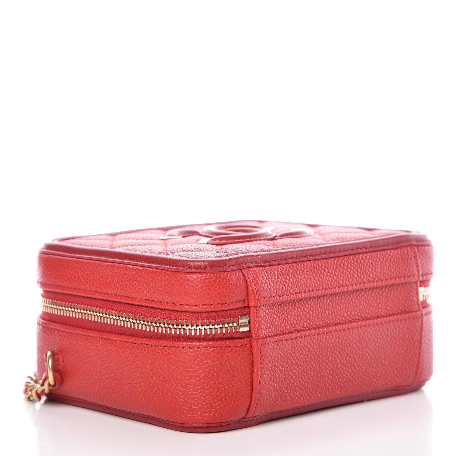 Chanel Caviar Quilted Small CC Filigree Vanity Case Red 4 of 9