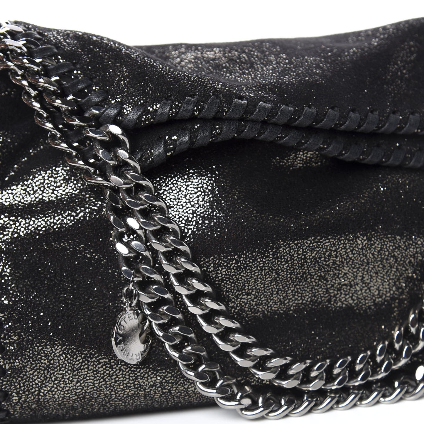 Chamois Shiny Dotted Mini Falabella Crossbody Ruthenium