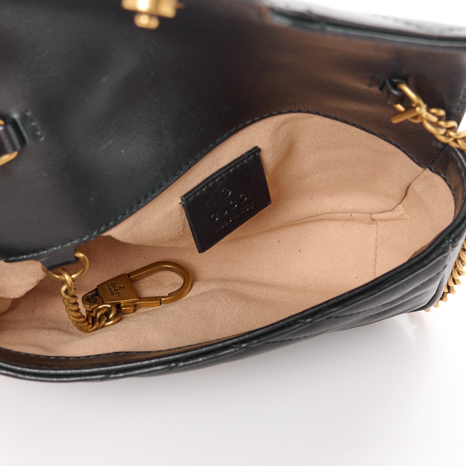 Gucci Calfskin Matelasse Super Mini GG Marmont Shoulder Bag Black 5 of 11
