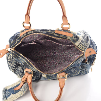 Louis Vuitton Denim Patchwork Speedy 30 Blue 5 of 7