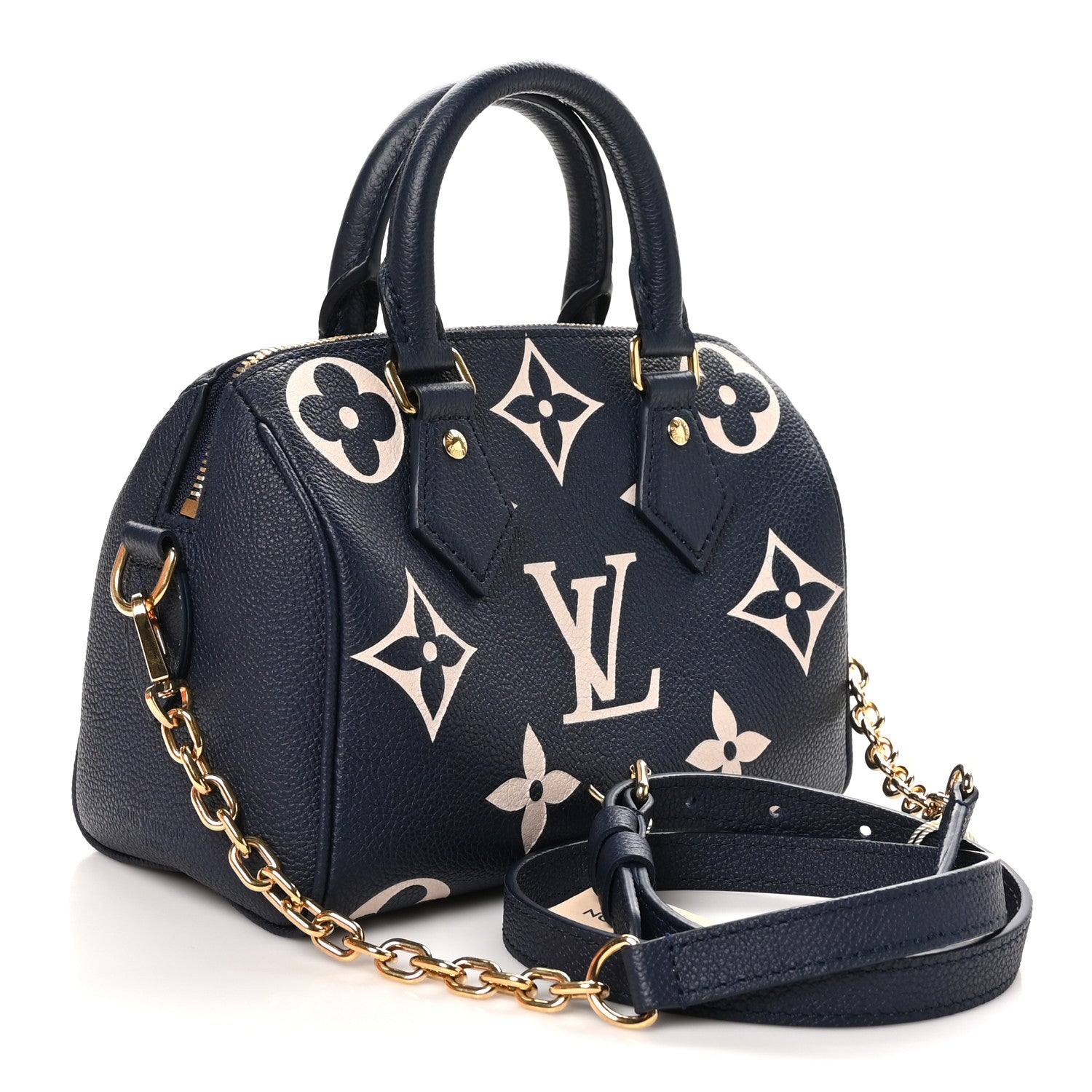 Louis Vuitton Empreinte Monogram Giant Speedy Bandouliere 20 Navy Creme 3 of 10