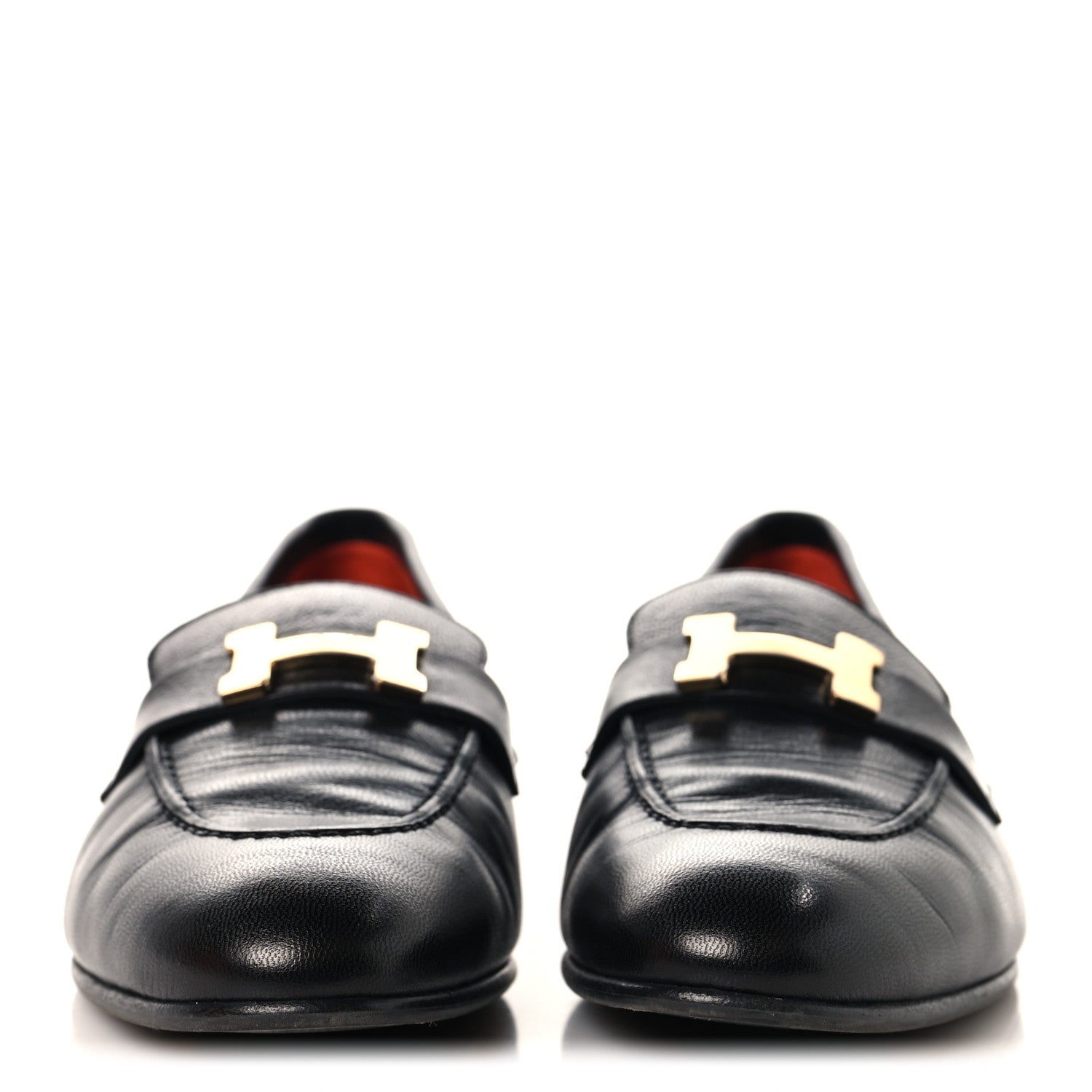 Hermes Goatskin Womens Paris Loafers 38.5 Black 3 of 11