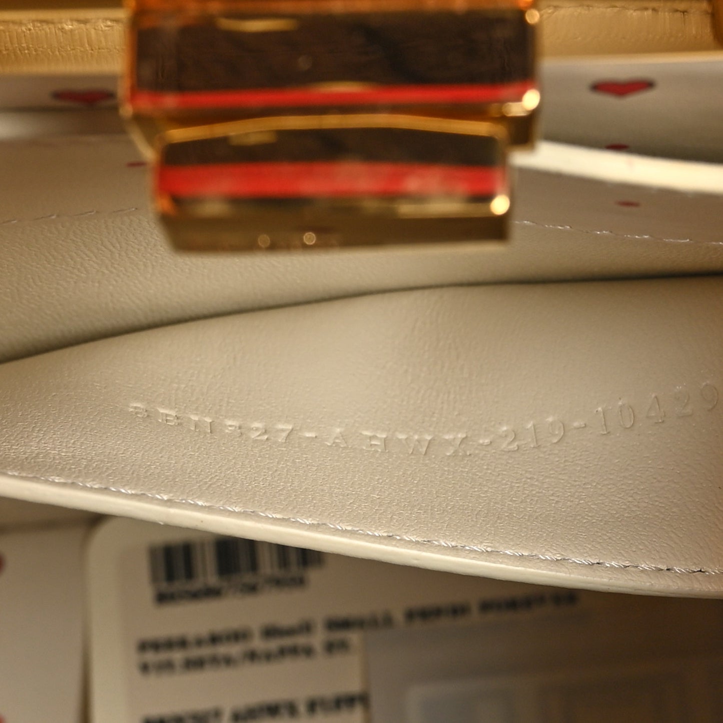 Vitello Seta Nappa Chinese Valentines Day Karligraphy Small Peekaboo I SEE U Satchel Rosso Cardinale Panna