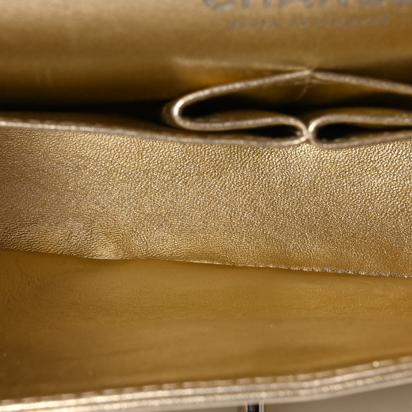Metallic Lambskin Quilted Medium Double Flap Pale Gold