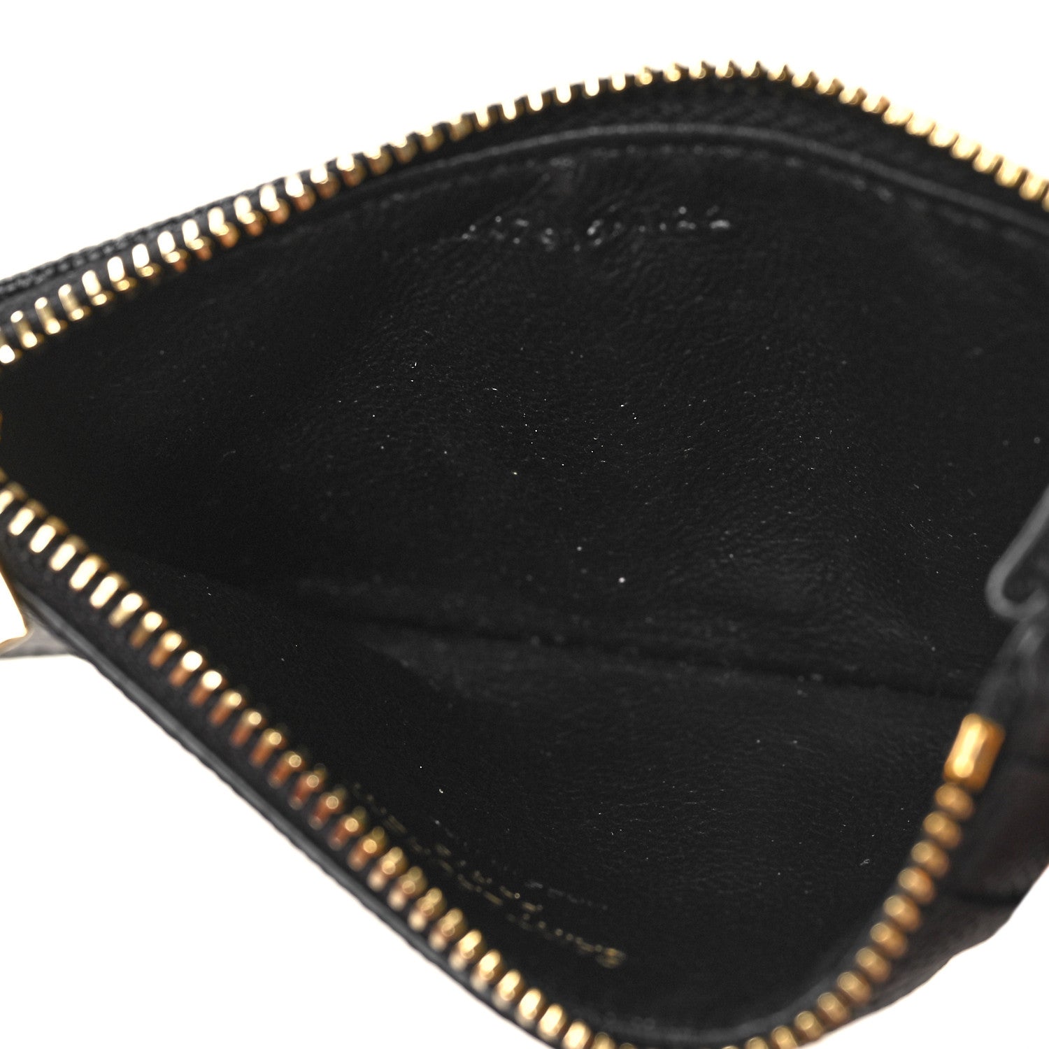 Saint Laurent Grain De Poudre Matelasse Chevron Monogram Fragments Zippered Card Case Black 5 of 9