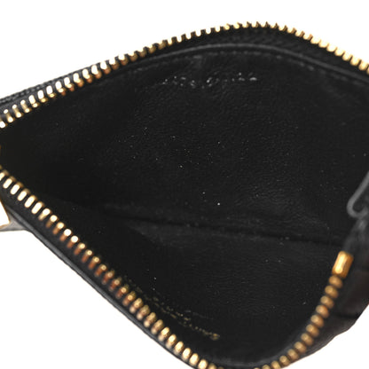 Saint Laurent Grain De Poudre Matelasse Chevron Monogram Fragments Zippered Card Case Black 5 of 9