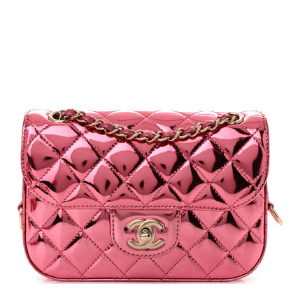 Chanel Mirror Calfskin Metallic Lambskin Quilted Hollywood Boulevard Mini Flap With Star Coin Purse Pink 1 of 13