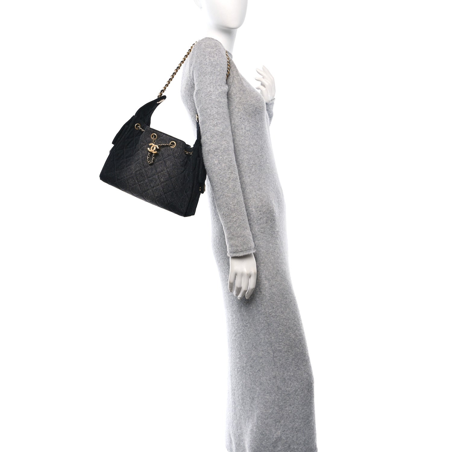 Chanel Washed Denim Quilted Small Chanel 25 Handbag Black 2 of 10