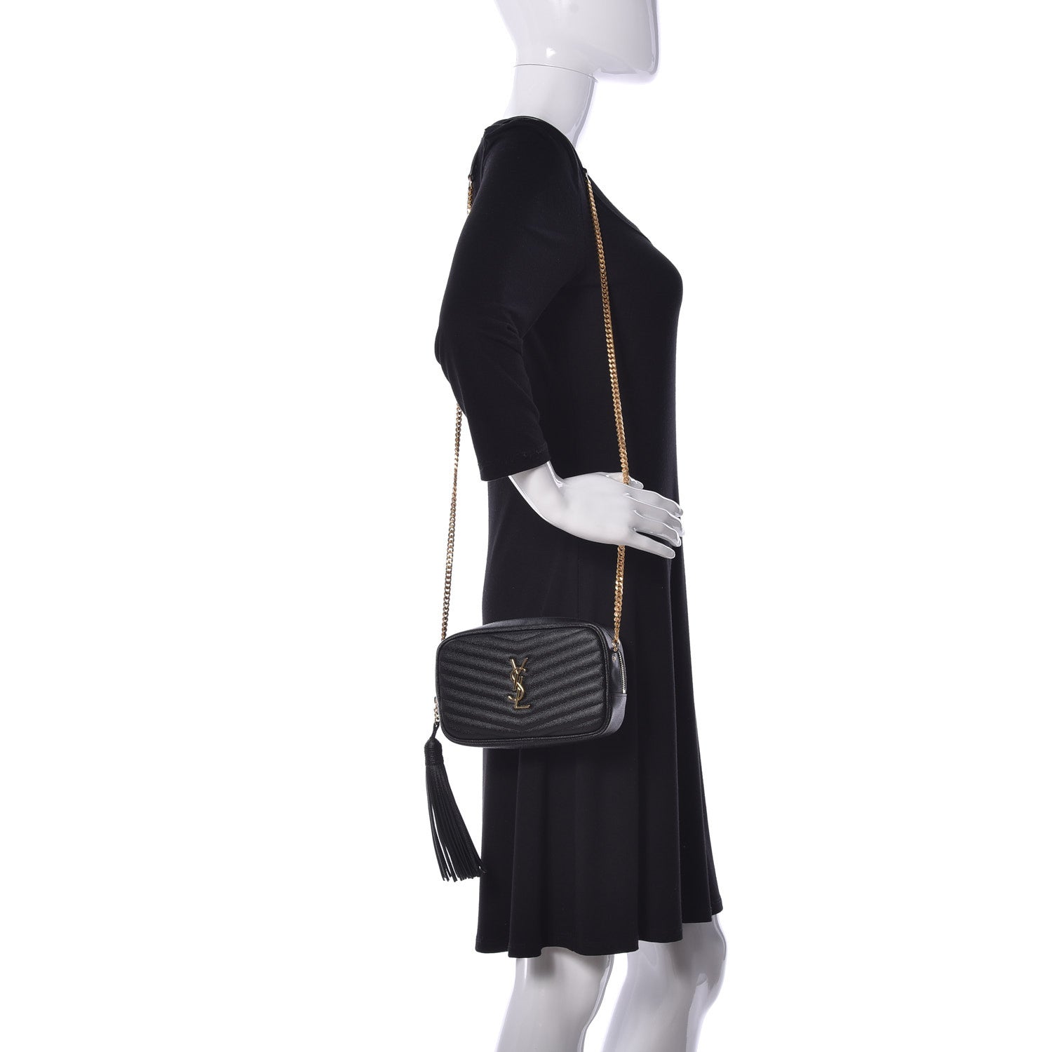 Saint Laurent Grain De Poudre Matelasse Monogram Mini Lou Camera Bag Black 2 of 9