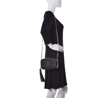 Saint Laurent Grain De Poudre Matelasse Monogram Mini Lou Camera Bag Black 2 of 9