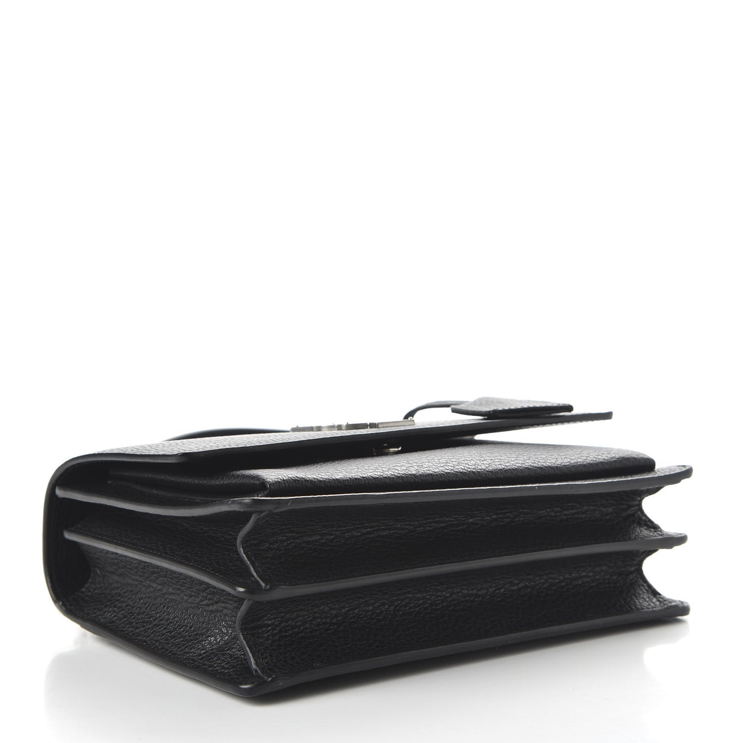 Grained Calfskin Medium Monogram Sunset Satchel Black
