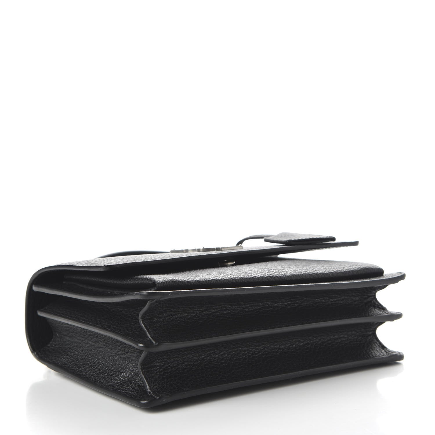 Saint Laurent Grained Calfskin Medium Monogram Sunset Satchel Black 4 of 9