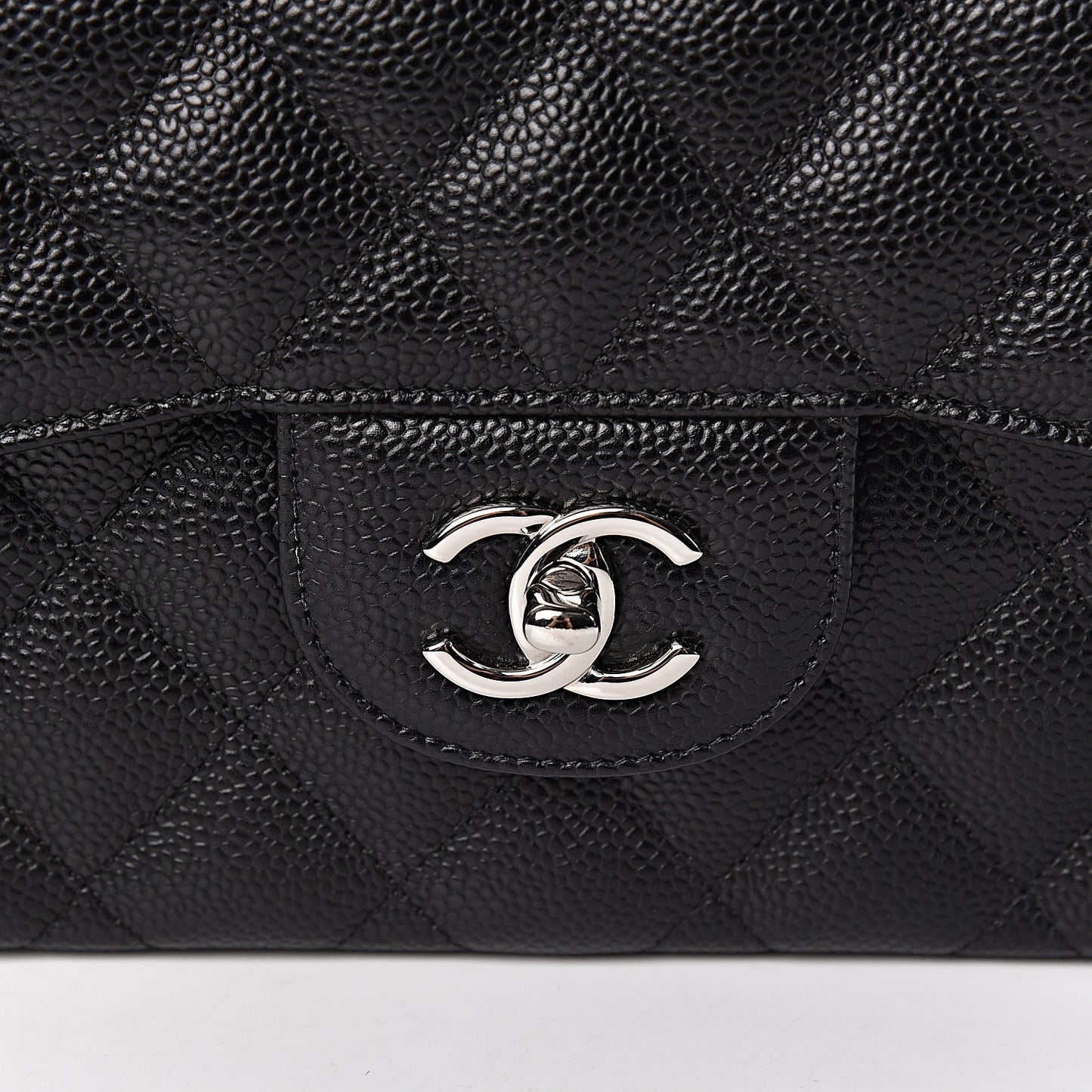 Caviar Quilted Jumbo Double Flap Black