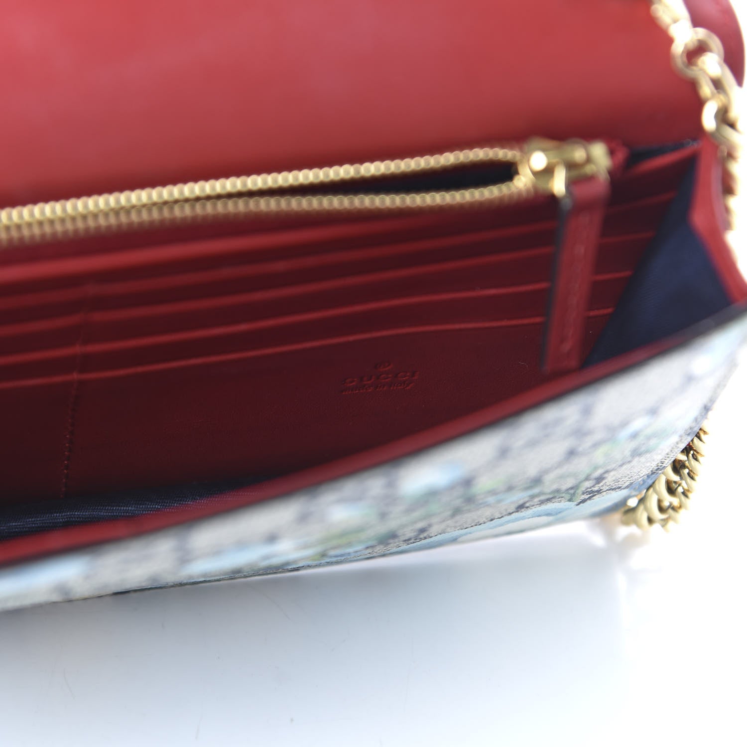 Gucci GG Supreme Monogram Blooms Chain Wallet Blue 8 of 9