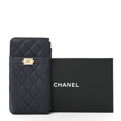 Chanel Caviar Quilted Boy iPhone Pouch Navy Blue 15 of 15