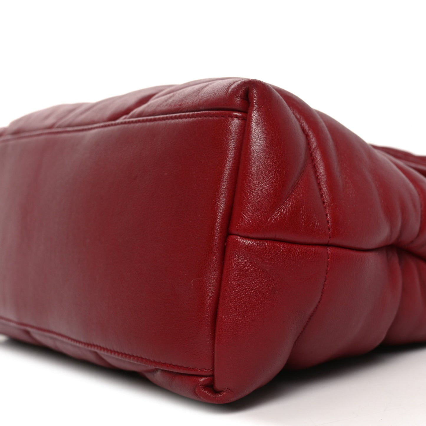 Lambskin Quilted Medium Loulou Puffer Monogram Chain Satchel Opyum Red
