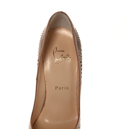 Christian Louboutin Patent Suede Burma Laser Cut Kristali 120 Pumps 36 Nude 9 of 10