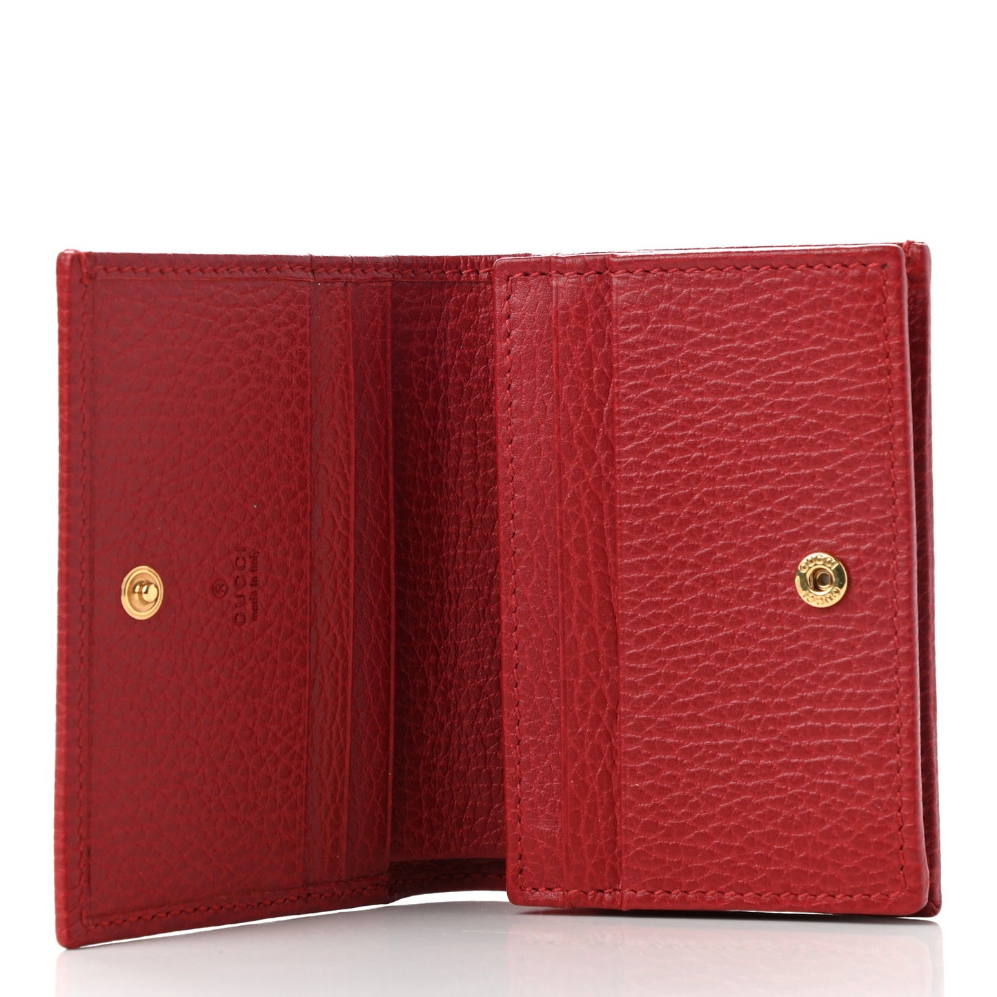Pebbled Calfskin GG Marmont Card Case Hibiscus Red