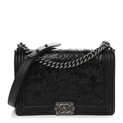 Chanel Calfskin Embossed New Medium Cordoba Boy Flap Black 1 of 9