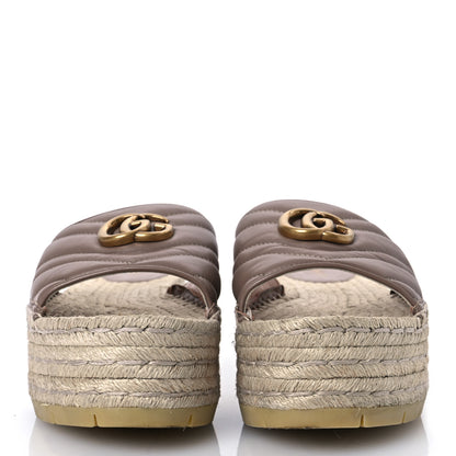 Gucci Nappa Matelasse GG Marmont Platform Espadrille Slide Sandals 41 Porcelain Rose 3 of 16
