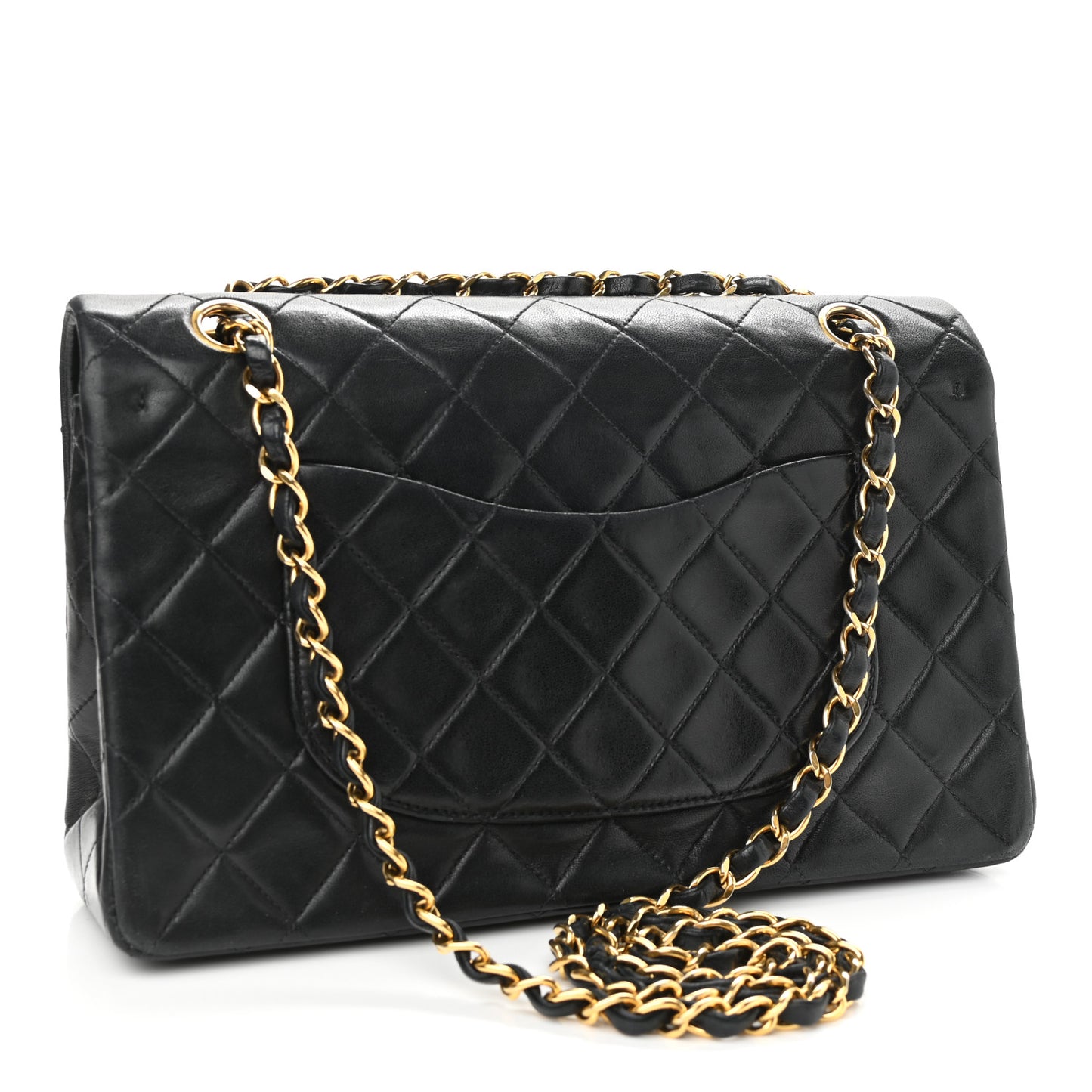 Lambskin Quilted Medium Double Flap Black