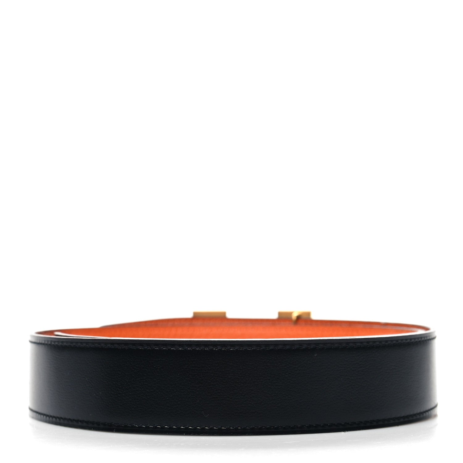 Hermes Box Togo 32mm H Belt 80 32 Black Orange 2 of 7