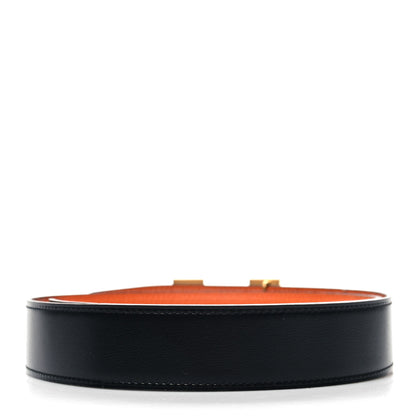 Hermes Box Togo 32mm H Belt 80 32 Black Orange 2 of 7