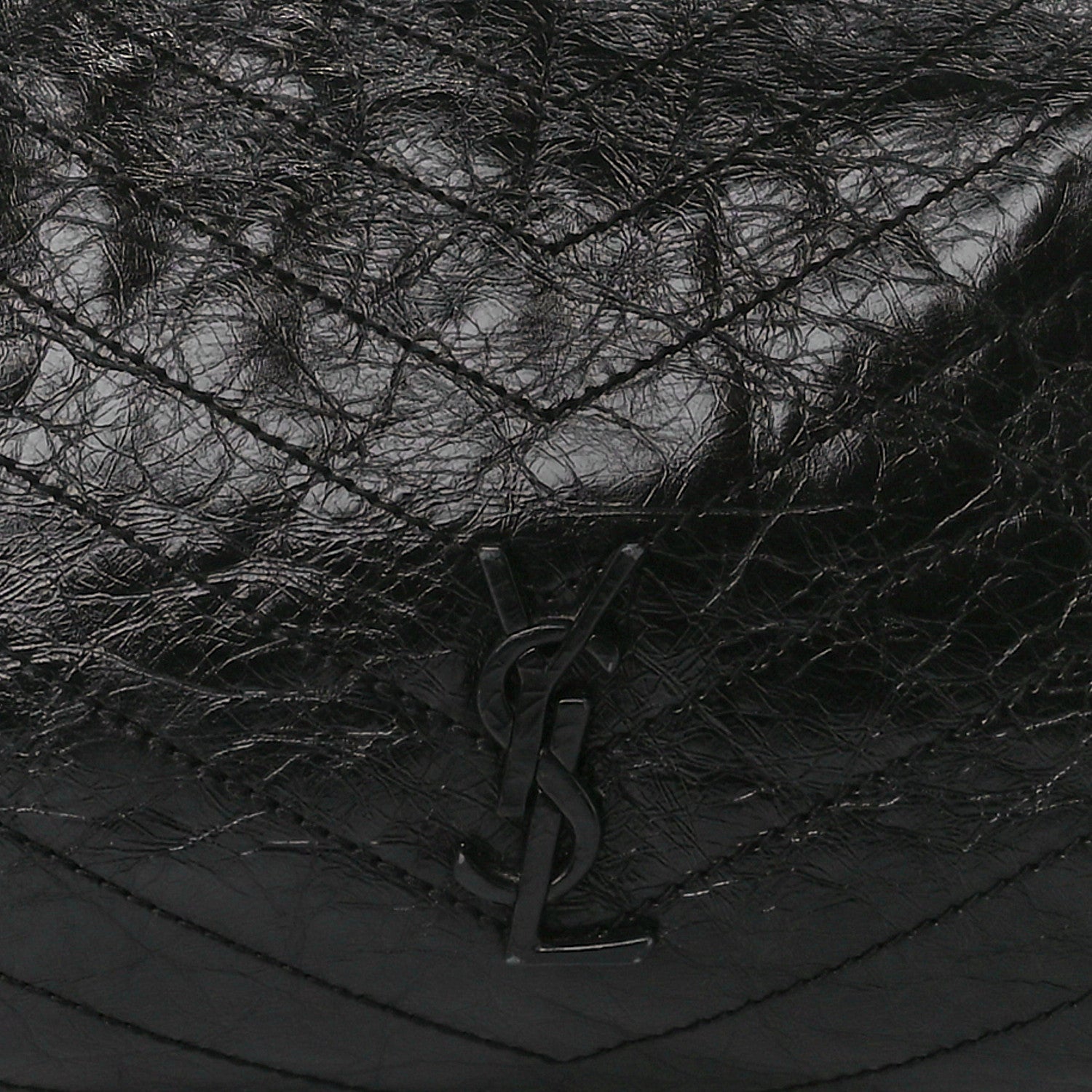Saint Laurent Crinkled Calfskin Matelasse Monogram Medium Niki Shopper Tote Black 8 of 11