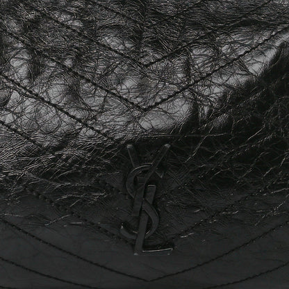 Saint Laurent Crinkled Calfskin Matelasse Monogram Medium Niki Shopper Tote Black 8 of 11