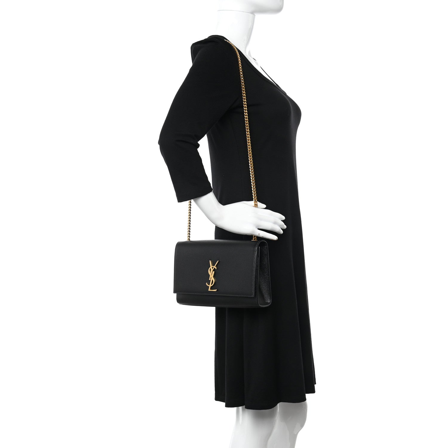 Saint Laurent Grain De Poudre Medium Classic Monogram Kate Satchel Black 2 of 10