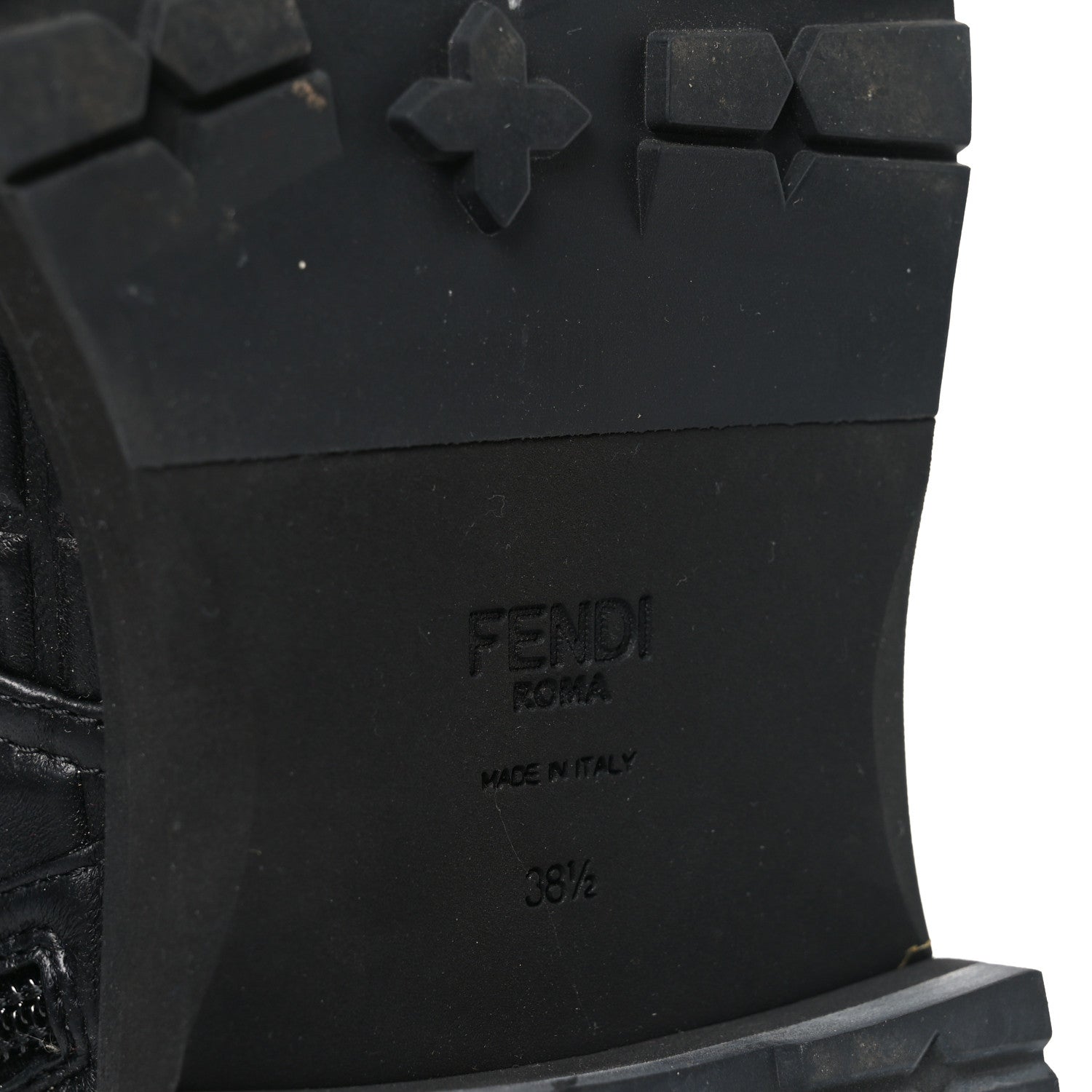 Fendi Nappa FF Embossed Womens Biker Boots 38.5 Black 7 of 7