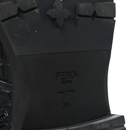 Fendi Nappa FF Embossed Womens Biker Boots 38.5 Black 7 of 7