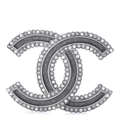 Chanel Crystal Glass CC Brooch Silver 1 of 4